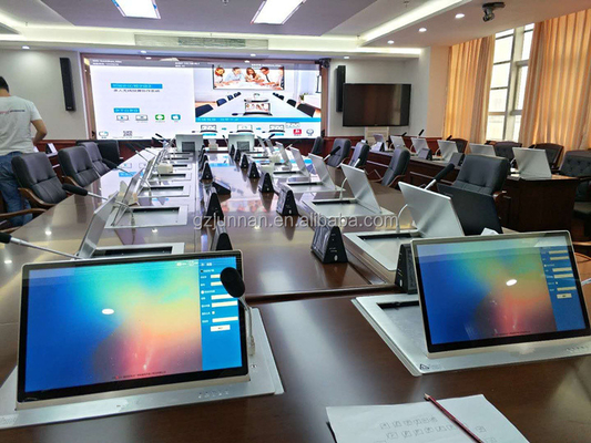 Buy Paperless Conference System Equipped Ultrathin Flip Up Monitor Lift Hidden Desk Monitor Lift online manufacture