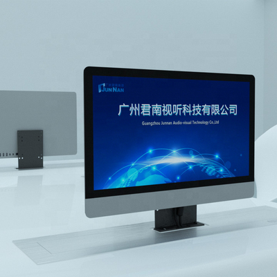 Buy Hidden Monitor Lift With LED Screen / Pop Up Computer Screen For Dust And Theft Deterrent In Aluminum Brushed Finish online manufacture